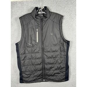 Zero Restriction Mens Large Black Quilted Puffer Vest Stretch Side Panels Golf